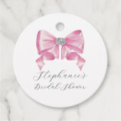Pink Bow Coquette Glam Brautparty Geschenkanhänger (Vorderseite)