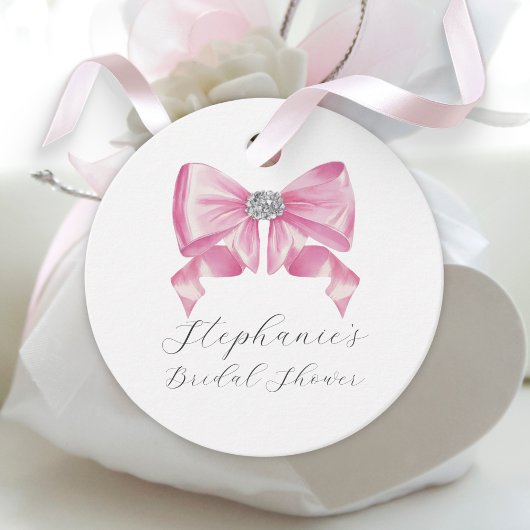 Pink Bow Coquette Glam Brautparty Geschenkanhänger