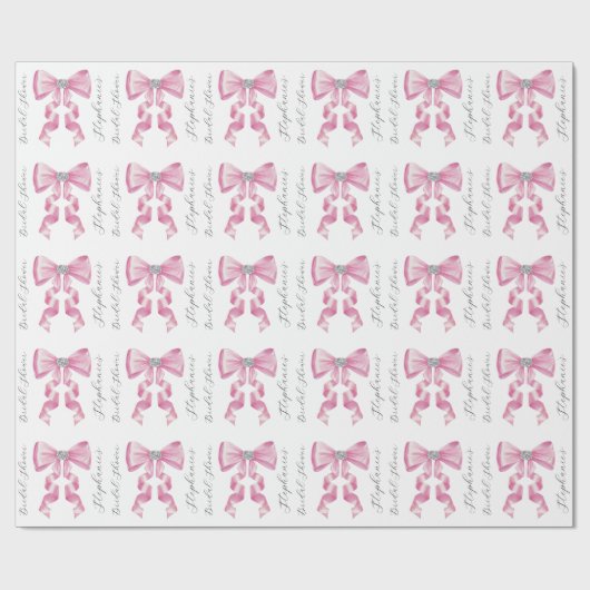 Pink Bow Coquette Glam Brautparty Geschenkpapier (Flach)