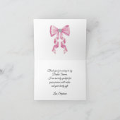 Pink Bow Coquette Glam Brautparty Vielen Dank Dankeskarte (Innenseite)