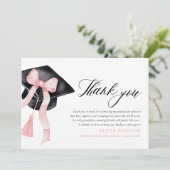 Pink Bow Coquette Graduation Cap Danke Karten (Stehend Vorderseite)