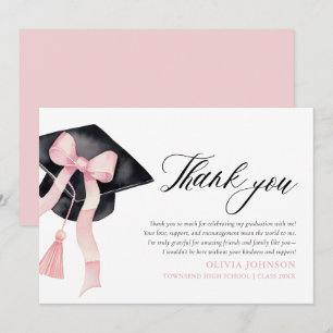 Pink Bow Coquette Graduation Cap Danke Karten