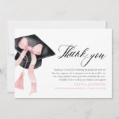 Pink Bow Coquette Graduation Cap Danke Karten (Vorderseite)
