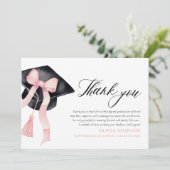 Pink Bow Coquette Graduation Cap Danke Karten (Stehend Vorderseite)