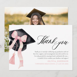 Pink Bow Coquette Graduation Cap Danke Karten