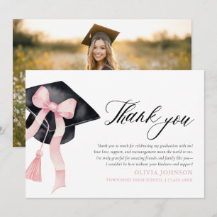 Pink Bow Coquette Graduation Cap Danke Karten
