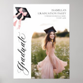 Pink Bow Coquette Graduation Cap Graduate Willkomm Poster (Vorne)