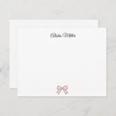 Pink Bow Coquette Individuelle Name Geschirr Mitteilungskarte (Vorne/Hinten)