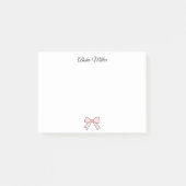 Pink Bow Coquette Individuelle Name Geschirr Post-it Klebezettel (Vorderseite)
