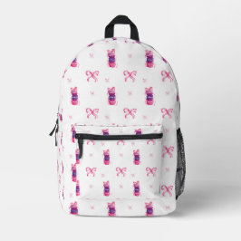 Pink Bow Coquette Macarons Niedlich Wasserfarbe Bedruckter Rucksack