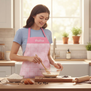 Pink Bow Coquette Modern Girl Personalisiert Name Schürze