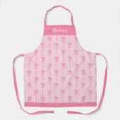 Pink Bow Coquette Modern Girl Personalisiert Name Schürze (Vorderseite)