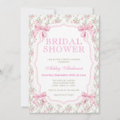 Pink Bow Coquette Moderne Brautdusche Einladung (Vorderseite)