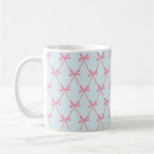 Pink Bow Coquette Muster auf Blue Kaffeetasse (Links)