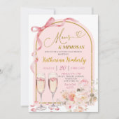 Pink Bow Coquette Muttertag Brunch Einladung (Vorderseite)