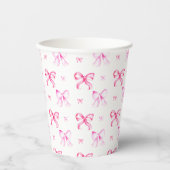Pink Bow Coquette Pattern Brautparty Pappbecher (Vorderseite)