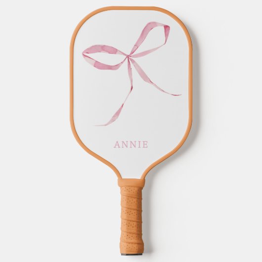Pink Bow Coquette Personalisiert Pickleball Paddel Schläger (Vorderseite)