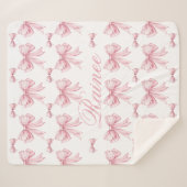 Pink Bow Coquette Personalisiert Y2K Bow Girly Gir Sherpadecke (Vorderseite (Horizontal))