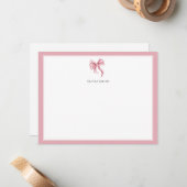 Pink Bow Coquette Personalized Mitteilungskarte (Vorderseite/Rückseite Beispiel)