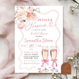 Pink Bow Coquette Petals und Prosecco Einladung