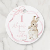 Pink Bow Coquette Peter der Kaninchen 1. Geburtsta Geschenkanhänger (Vorderseite)