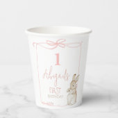 Pink Bow Coquette Peter der Kaninchen 1. Geburtsta Pappbecher (Vorderseite)