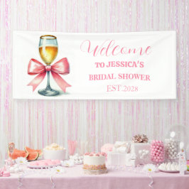 Pink Bow Coquette Prosecco Brautparty Banner