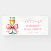 Pink Bow Coquette Prosecco Brautparty Banner (Horizontal)