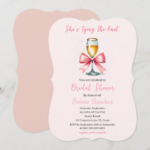 Pink Bow Coquette Prosecco Brautparty Einladung