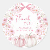Pink Bow Coquette Pumpkin Babydusche Sticker (Vorderseite)