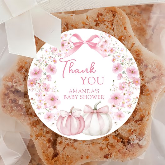 Pink Bow Coquette Pumpkin Babydusche Sticker