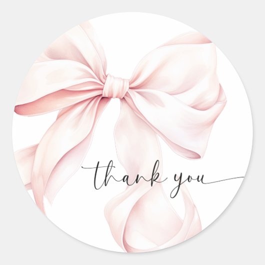 Pink Bow Coquette Runder Aufkleber (Vorderseite)
