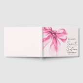 Pink Bow Coquette Script Sweet 16 Blush Gästebuch (Voll)