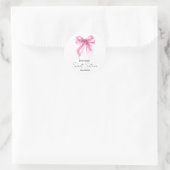 Pink Bow Coquette Script Sweet 16 Party Runder Aufkleber (Tasche)