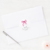 Pink Bow Coquette Script Sweet 16 Party Runder Aufkleber (Umschlag)