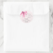 Pink Bow Coquette Script Sweet 16 Thank You Blush Runder Aufkleber (Tasche)