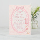 Pink Bow Coquette Silly Goose 1st Birthday Invitat Einladung (Stehend Vorderseite)