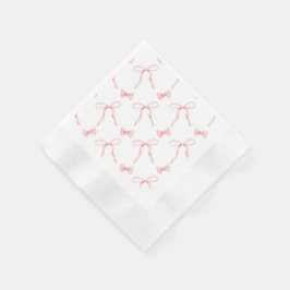 Pink Bow Coquette Thema Party Paper Napkin Serviette
