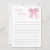 Pink Bow Coquette Time Kapsel Notiz Karte (Vorderseite)