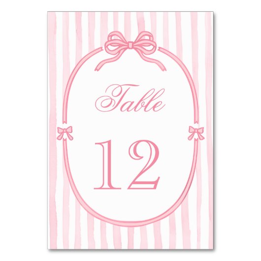 Pink Bow Coquette Tischnummer (Vorderseite)