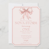 Pink Bow Coquette Tower Demask Milestone Geburtsta Einladung (Vorderseite)