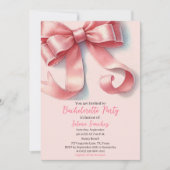 Pink Bow Coquette Wasserfarbe Junggeselinnen-Absch Einladung (Vorderseite)