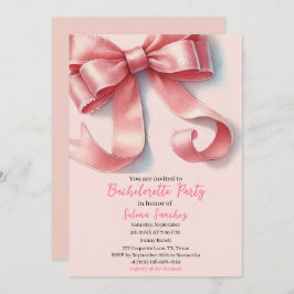 Pink Bow Coquette Wasserfarbe Junggeselinnen-Absch Einladung