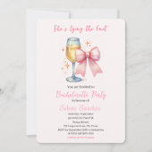 Pink Bow Coquette Wasserfarbe Junggeselinnen-Absch Einladung (Vorderseite)