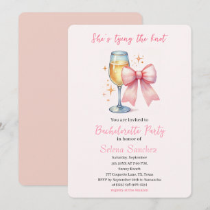 Pink Bow Coquette Wasserfarbe Junggeselinnen-Absch Einladung