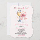 Pink Bow Coquette Wasserfarbe Junggeselinnen-Absch Einladung (Vorderseite)