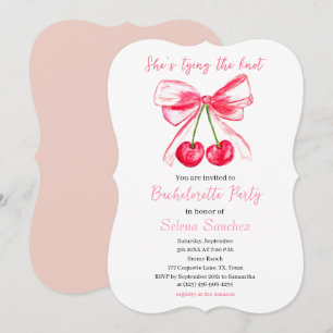 Pink Bow Coquette Wasserfarbe Junggeselinnen-Absch Einladung