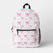 Pink Bow Coquette Wasserfarbe Niedlich Bedruckter Rucksack (Vorderseite)