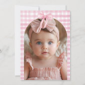 Pink Bow Coquette wird ein Mädchen erster Geburtst Einladung (Rückseite)