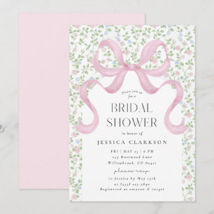 Pink Bow Cotattcore Blumenkohl Brautparty Einladung